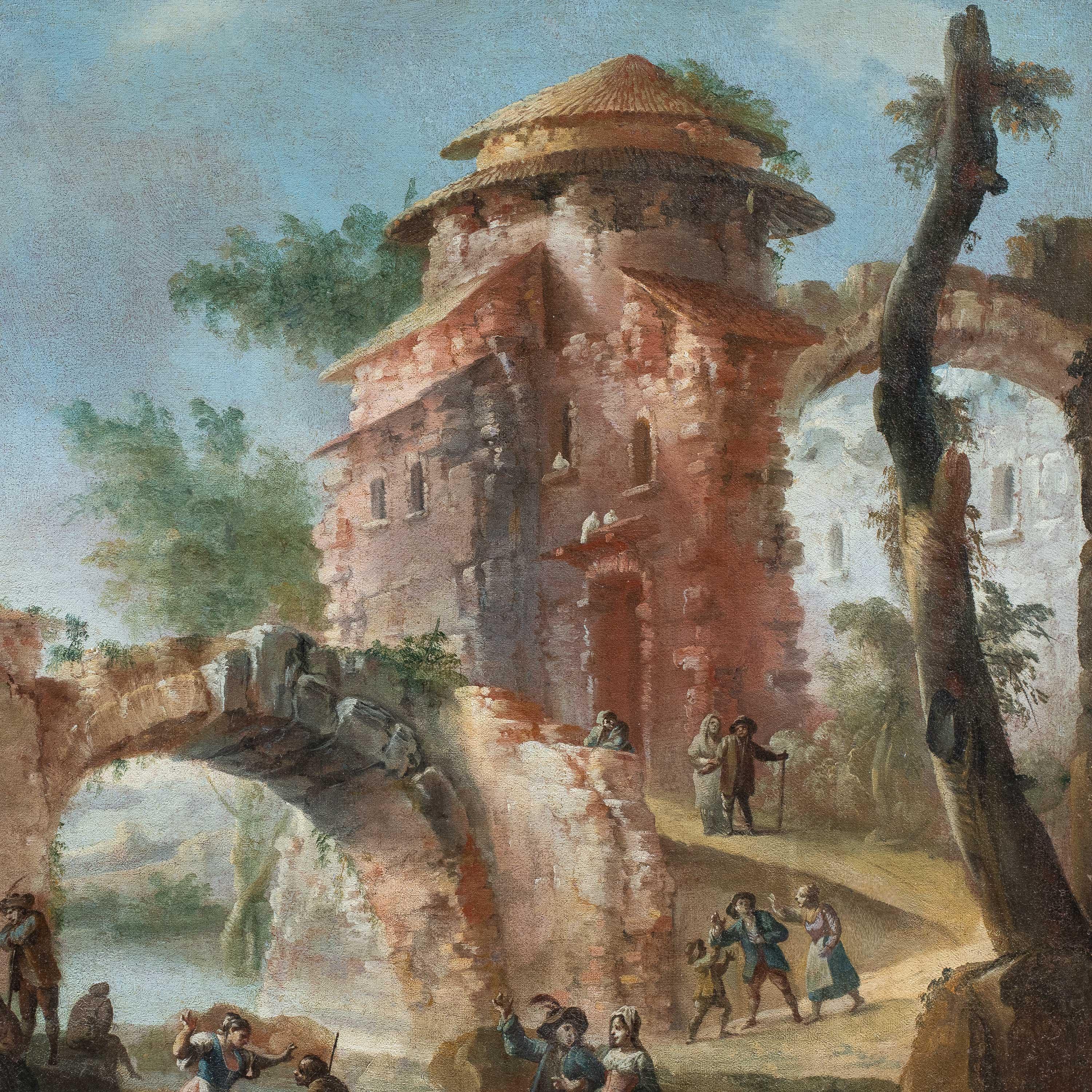 Rococò Italian painter - 18th century landscape painting - Festival party - Painting by Unknown