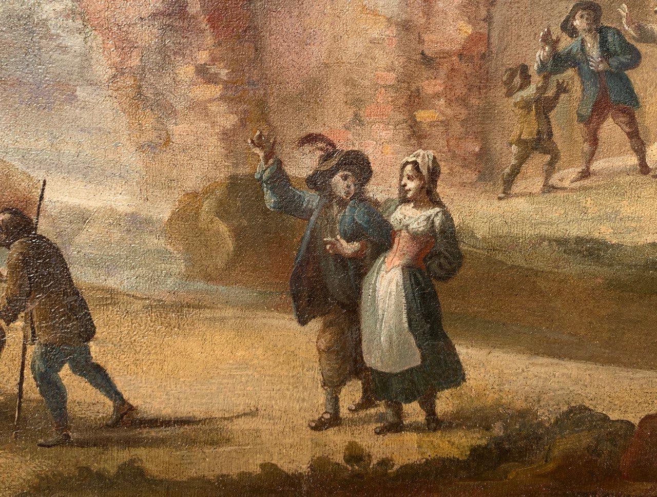 Rococò Italienischer Maler - Landschaftsmalerei des 18. Jahrhunderts - Festveranstaltung im Angebot 3