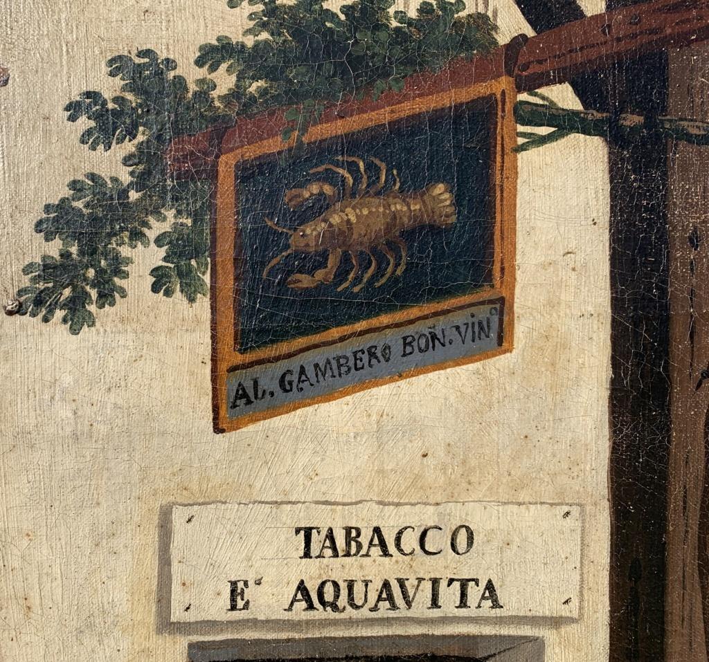 Rococò Master in Piedmont - 18th century landscape painting - Tavern Al Gambero For Sale 9