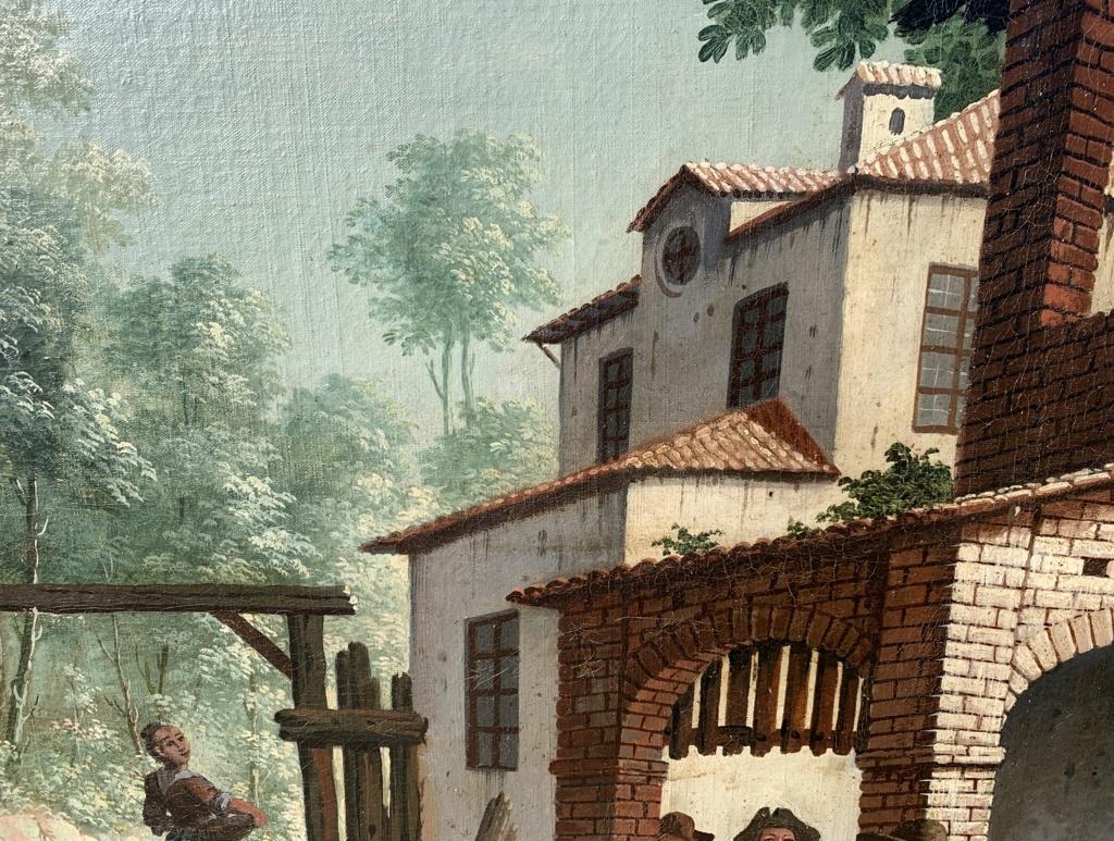 Rococò Master in Piedmont - 18th century landscape painting - Tavern Al Gambero For Sale 11