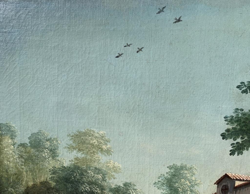 Rococò Master in Piedmont - 18th century landscape painting - Tavern Al Gambero For Sale 12