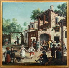 Rococò Master in Piedmont - 18th century Italian landscape painting - Tavern