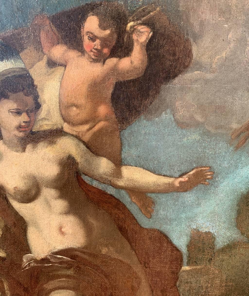 Rococò pittore napoletano - Pittura di figura del XVIII secolo - Allegoria dell'America in vendita 5