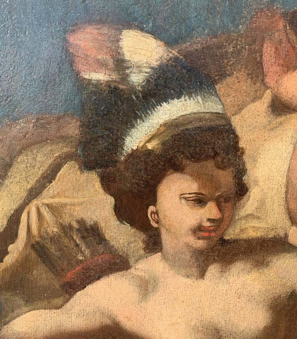 Rococò pittore napoletano - Pittura di figura del XVIII secolo - Allegoria dell'America in vendita 7