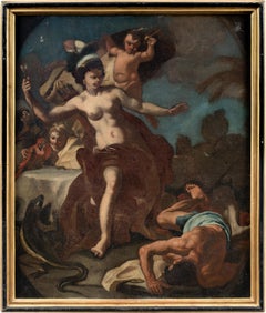 Antique Rococò Neapolitan painter - 18th century figure painting - Allegory of America