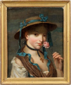 Rococò painter (French master) - 18th century figure painting - Portrait Peasant