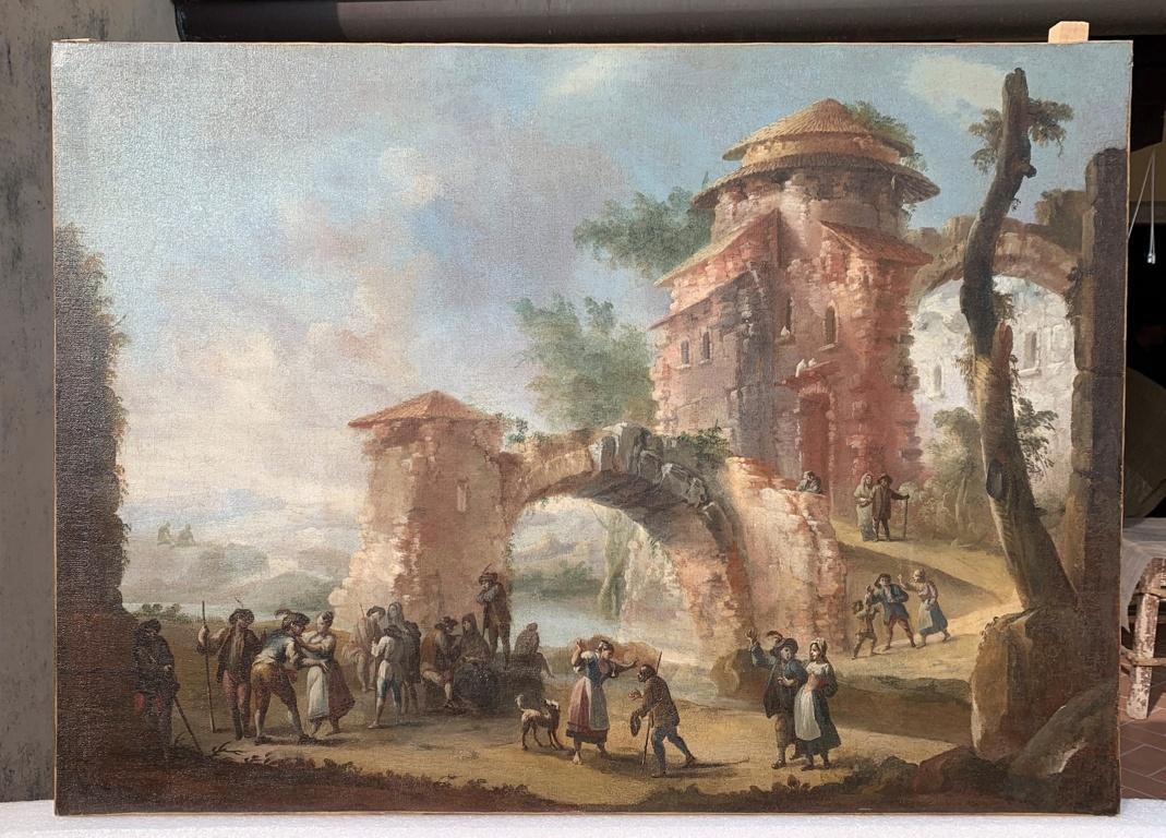 Rococò Italian painter - 18th century landscape painting - Festival  - Painting by Unknown