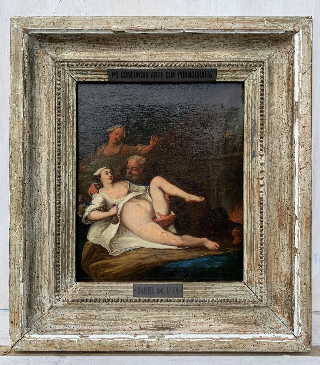 Pittore Rococò (scuola veneziana) - Pittura di figura del XVIII secolo - Scena erotica - Painting di Unknown
