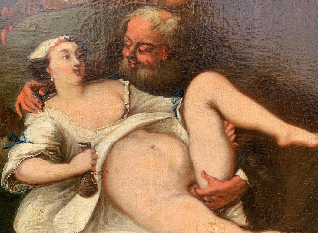 Pittore veneziano (XVIII secolo) - Scena erotica.

32,5 x 27,5 cm senza cornice, 49,5 x 44 cm con cornice.

Olio su tela, in una cornice di legno.

- Etichetta con gli orsi: 