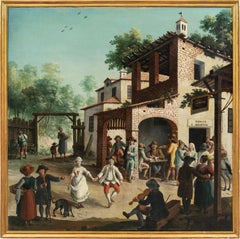 Rococò Master in Piedmont - 18th century landscape painting - Tavern Al Gambero