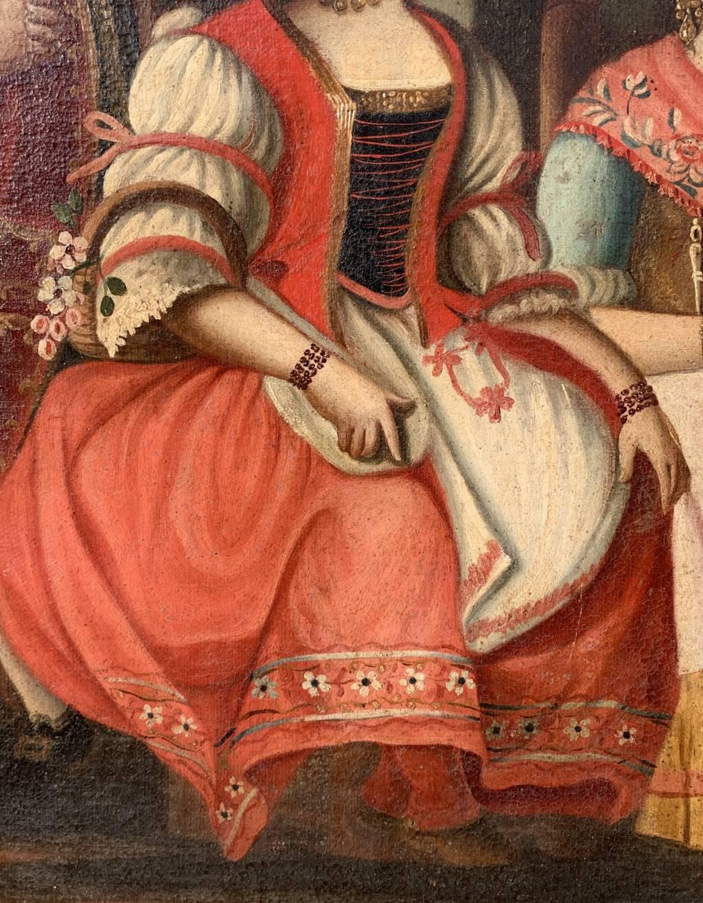 Rococò maestro veneziano - Pittura di figura del XVIII secolo - Statuette mascherate 7