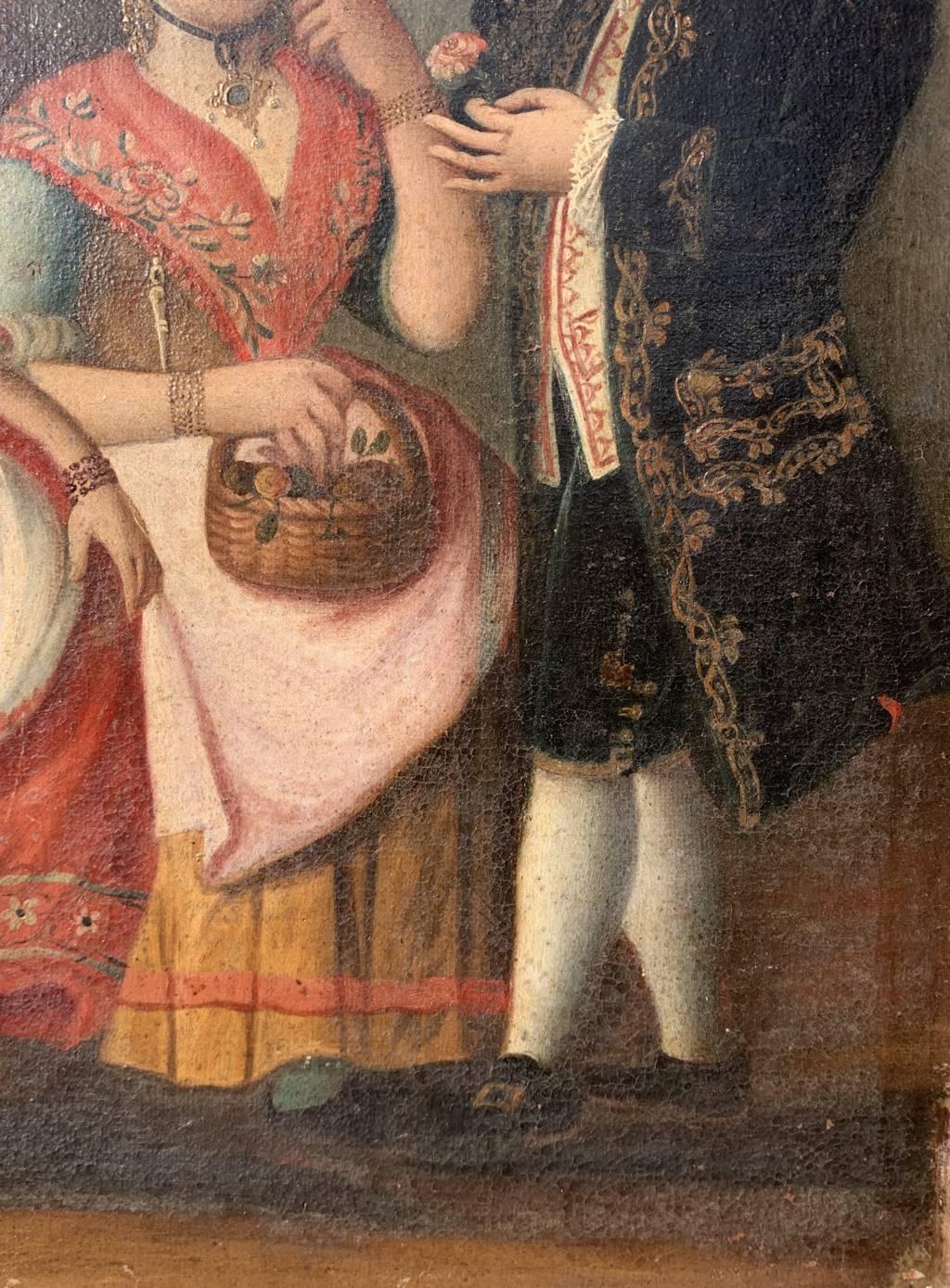 Rococò maestro veneziano - Pittura di figura del XVIII secolo - Statuette mascherate 6