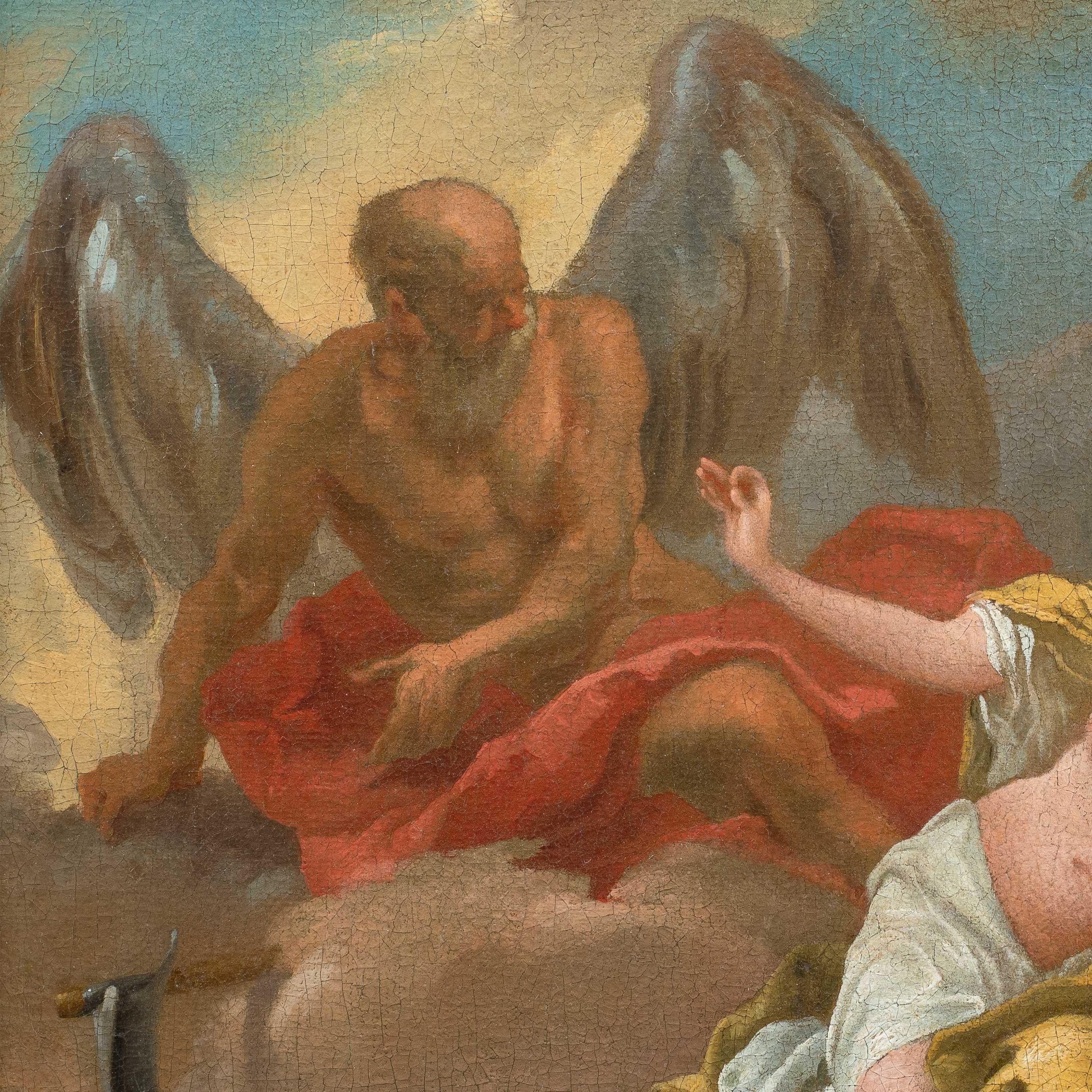 Rococò Maestro veneciano - Pintura de figuras del siglo XVIII - Venus y Cronos - Landscape Painting Marrón de Unknown