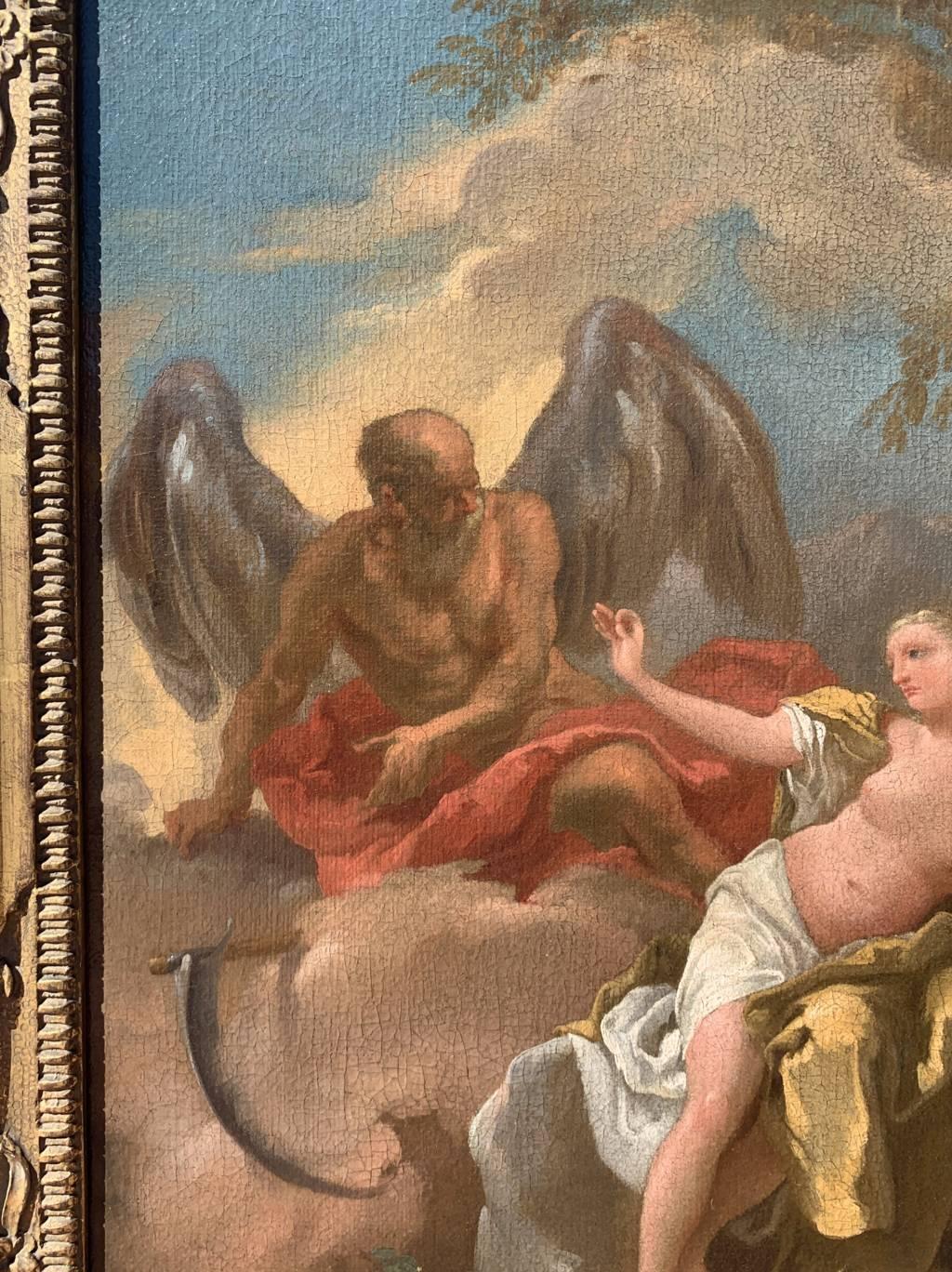 Rococò Maestro veneciano - Pintura de figuras del siglo XVIII - Venus y Cronos en venta 1