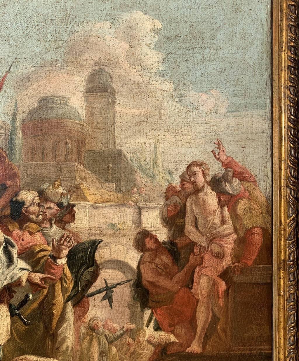 Rococò peintre vénitien - peinture de figures du 18e siècle - Christ conduit au jugement en vente 4