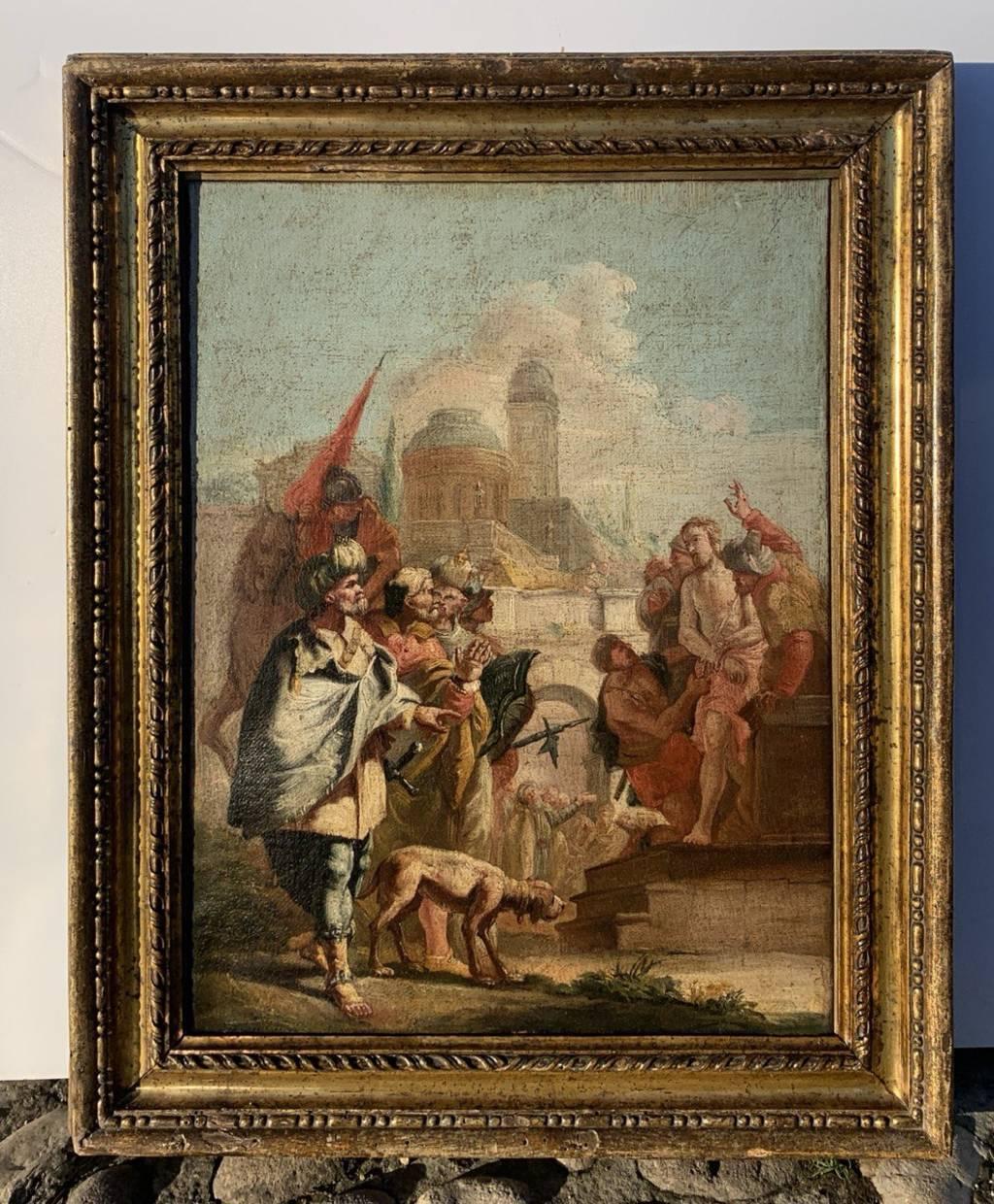 Rococò peintre vénitien - peinture de figures du 18e siècle - Christ conduit au jugement - Rococo Painting par Unknown