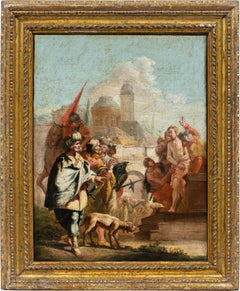 Rococò peintre vénitien - peinture de figures du 18e siècle - Christ conduit au jugement