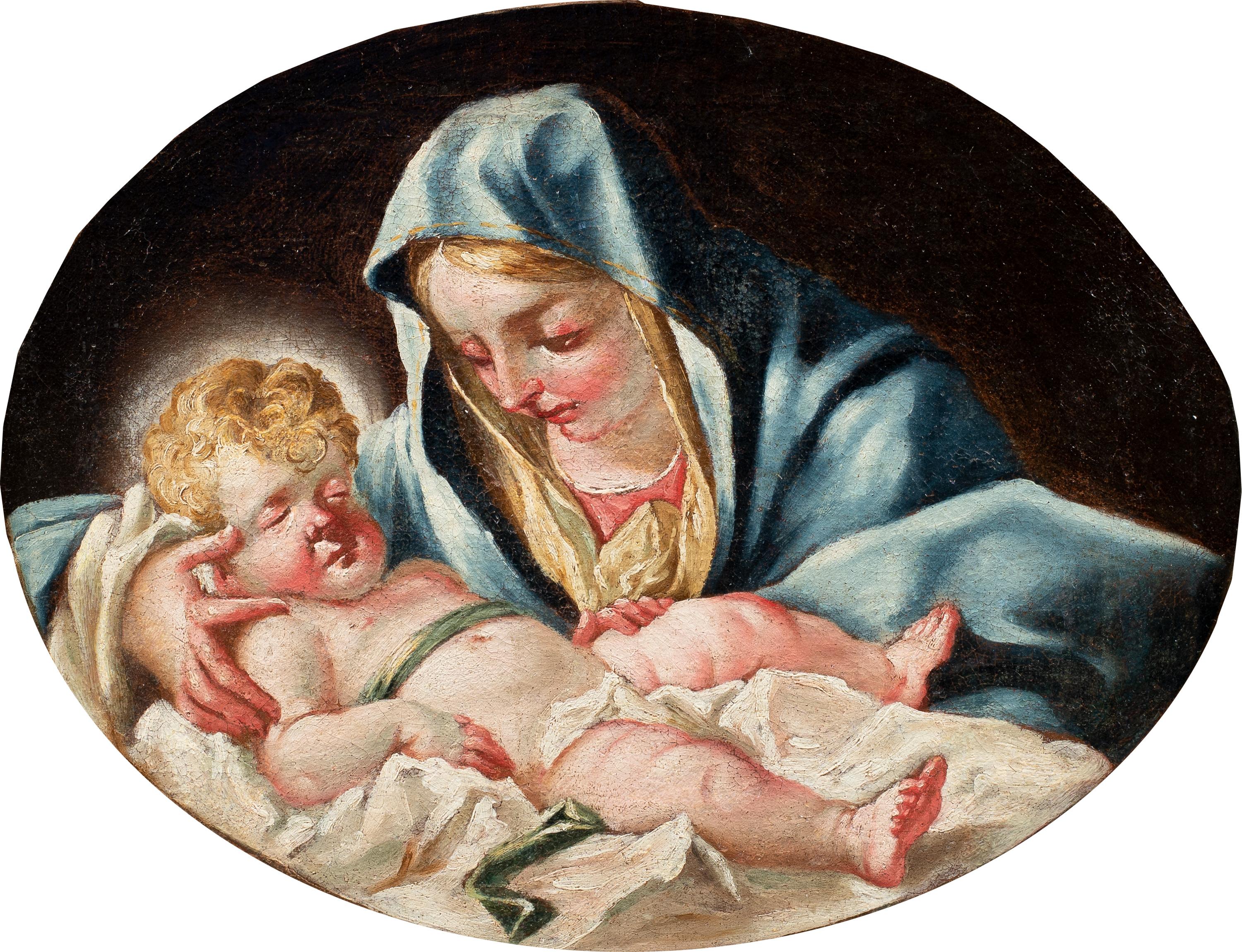 Rococò peintre vénitien - 18e siècle peinture de figures - Vierge enfant - Italie - Painting de Unknown
