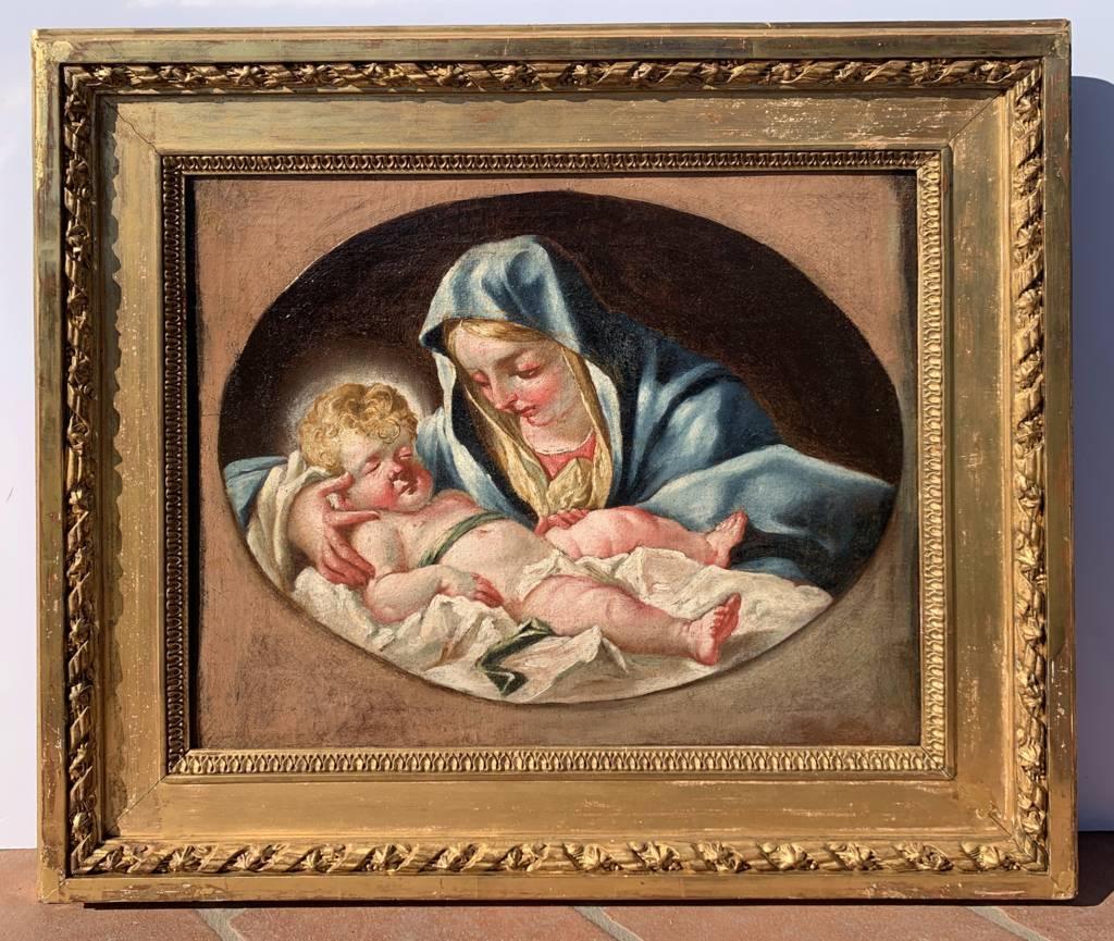 Rococò peintre vénitien - 18e siècle peinture de figures - Vierge enfant - Italie - Rococo Painting par Unknown