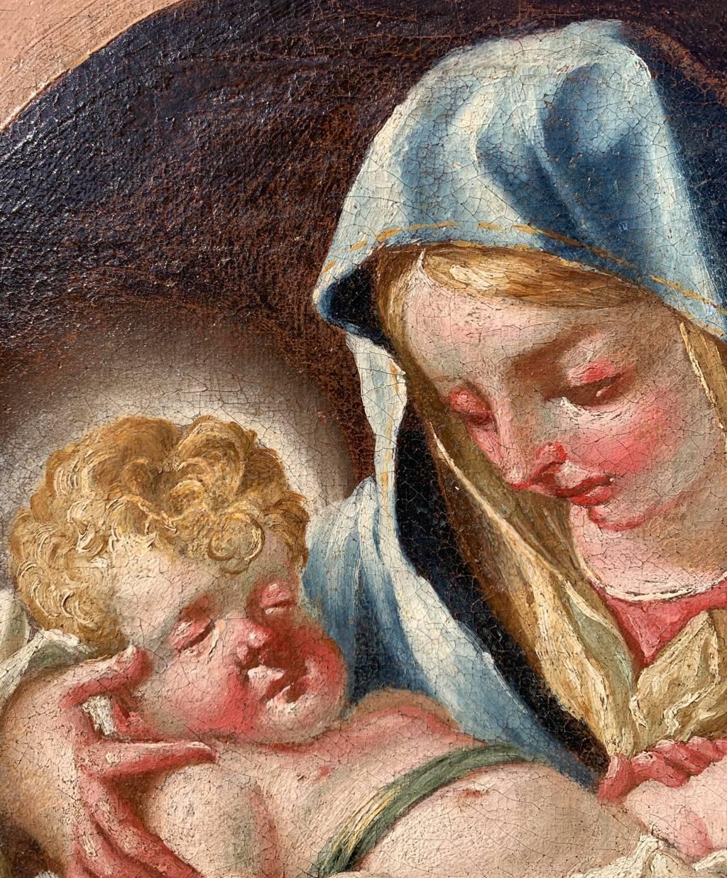 Rococò Venetian painter - 18th century figure painting - Virgin child - Italy For Sale 5