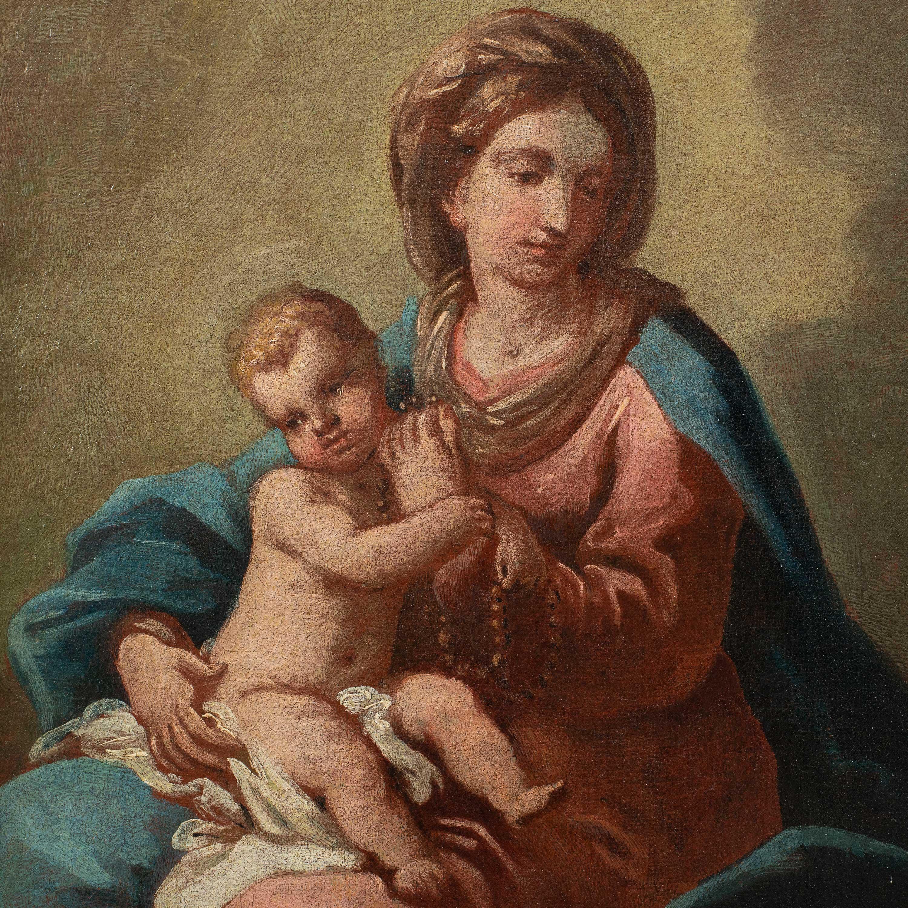 Rococò Pintor veneciano - Pintura de figuras del siglo XVIII - Virgen con el Niño - Painting de Unknown