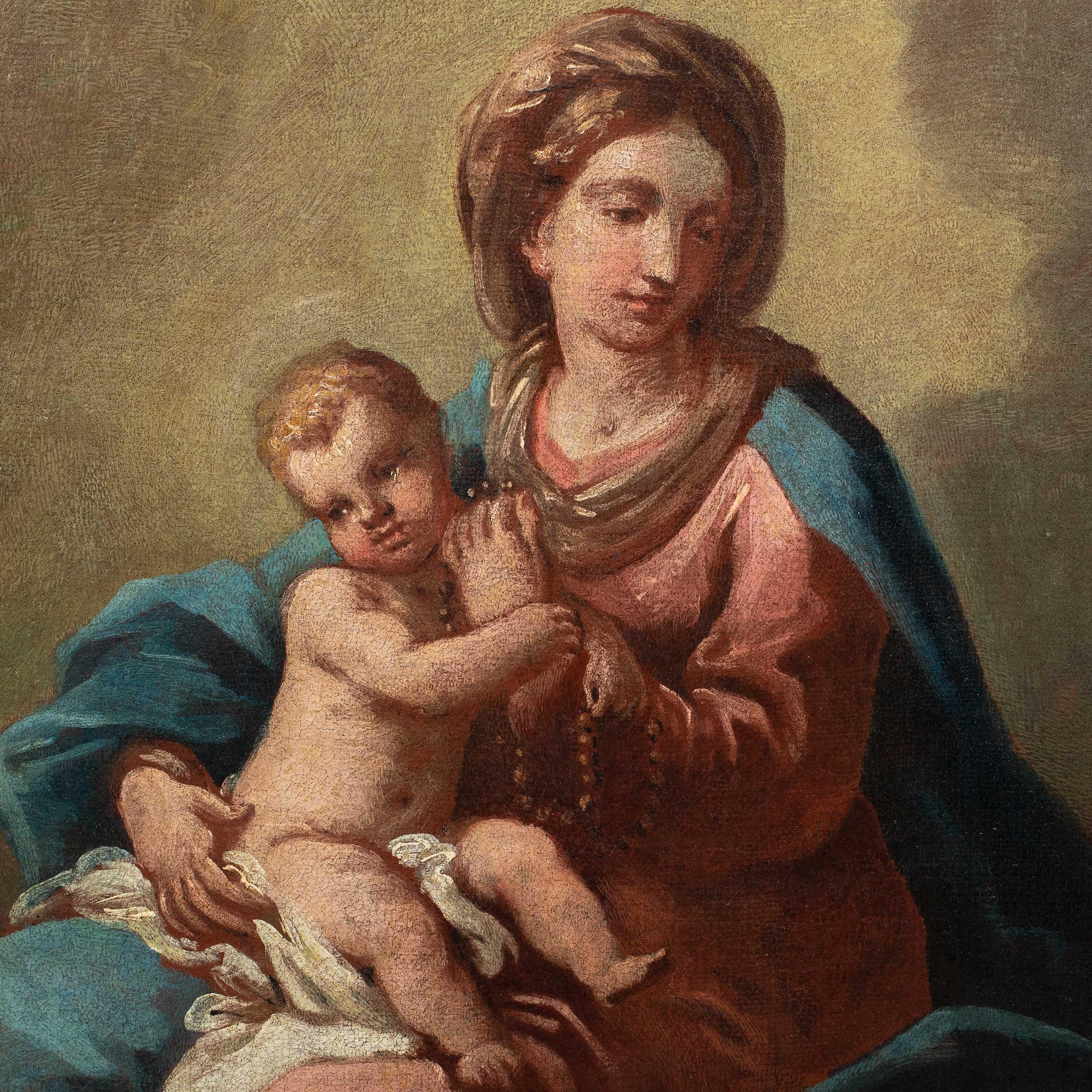 Rococò Venetian painter - 18th century figure painting - Virgin with Child - Painting by Unknown