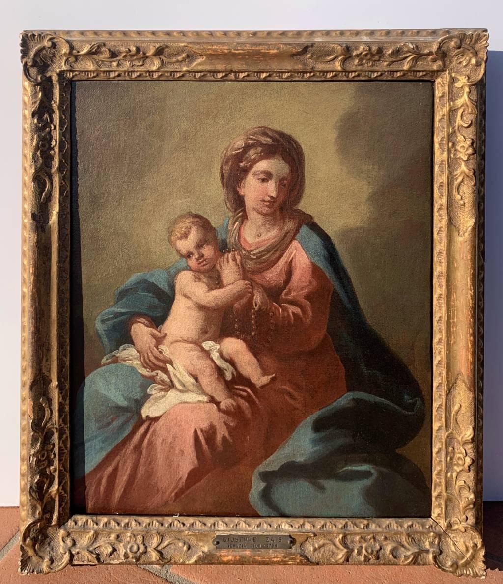 Rococò Pintor veneciano - Pintura de figuras del siglo XVIII - Virgen con el Niño - Painting Rococó de Unknown