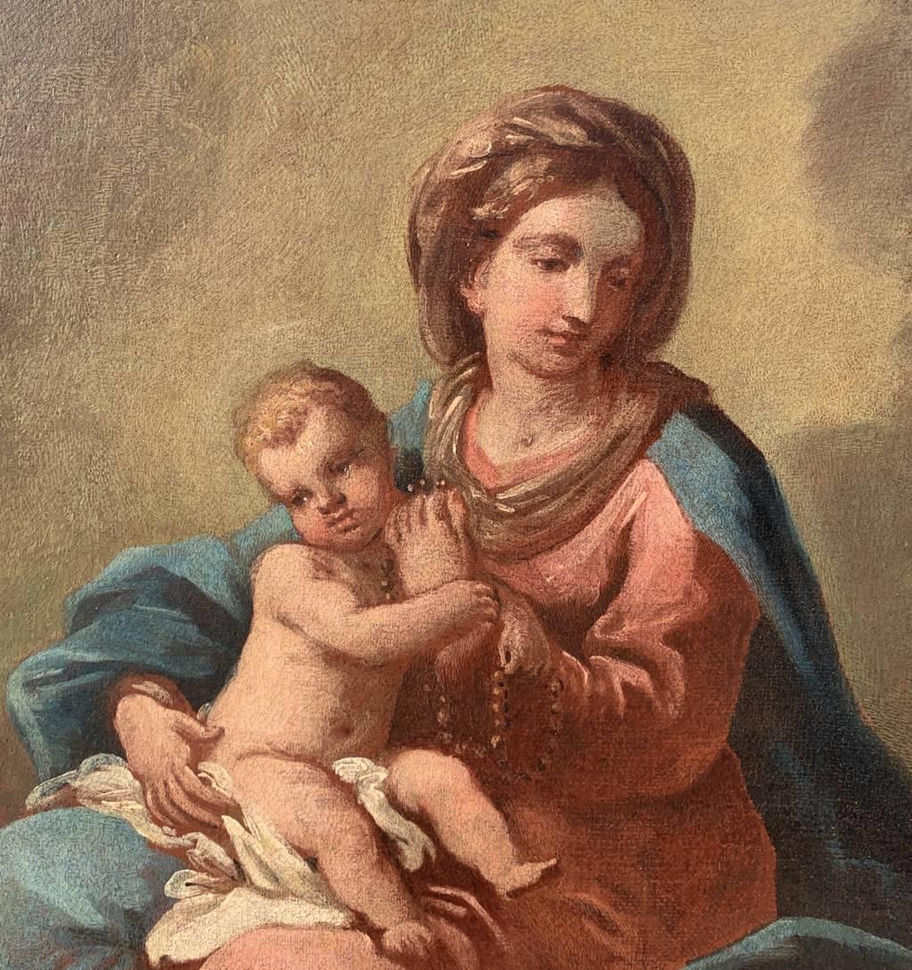 Rococò Pintor veneciano - Pintura de figuras del siglo XVIII - Virgen con el Niño - Figurative Painting Marrón de Unknown