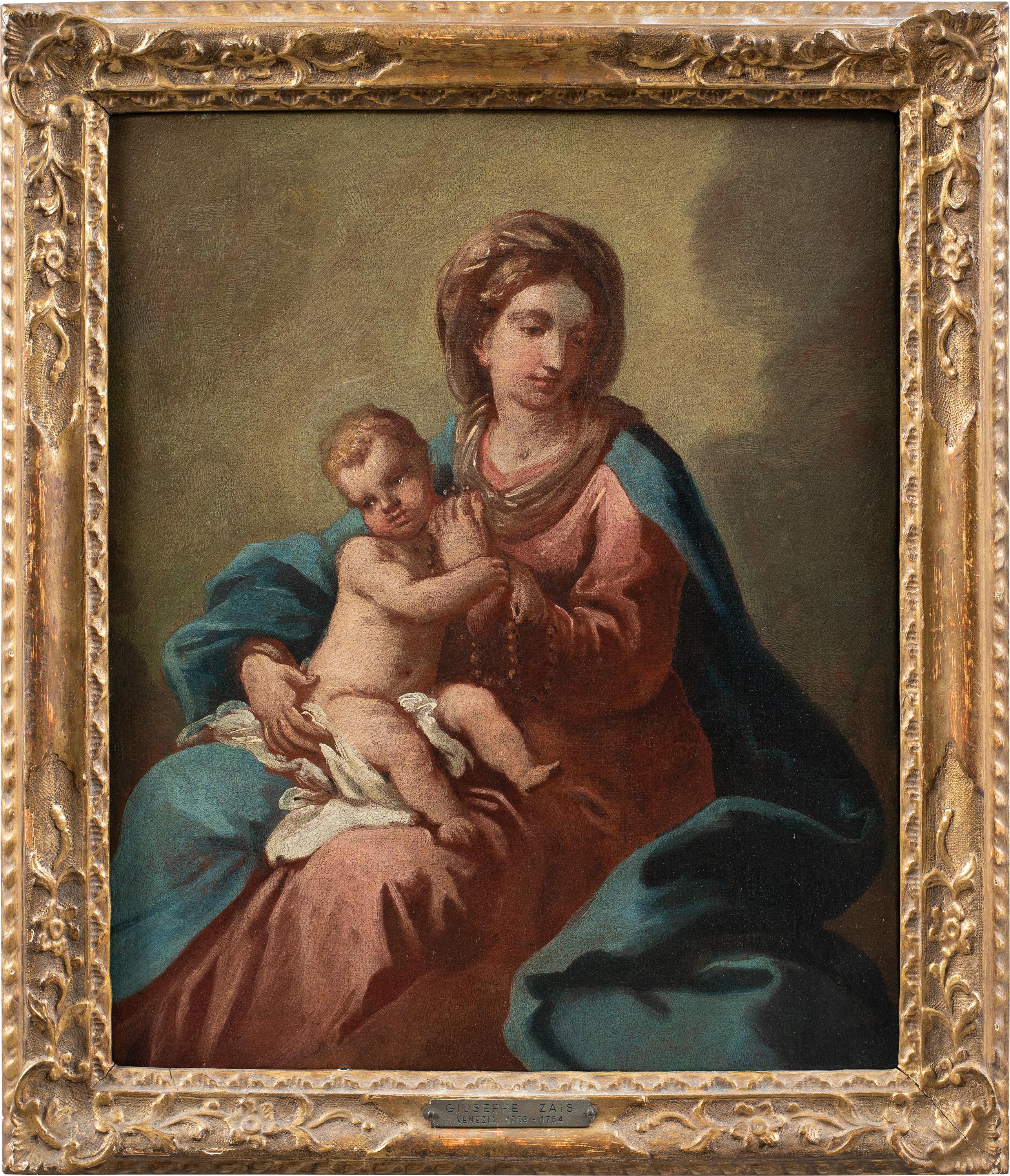 Rococò pittore veneziano - Dipinto di figura del XVIII secolo - Vergine con Bambino