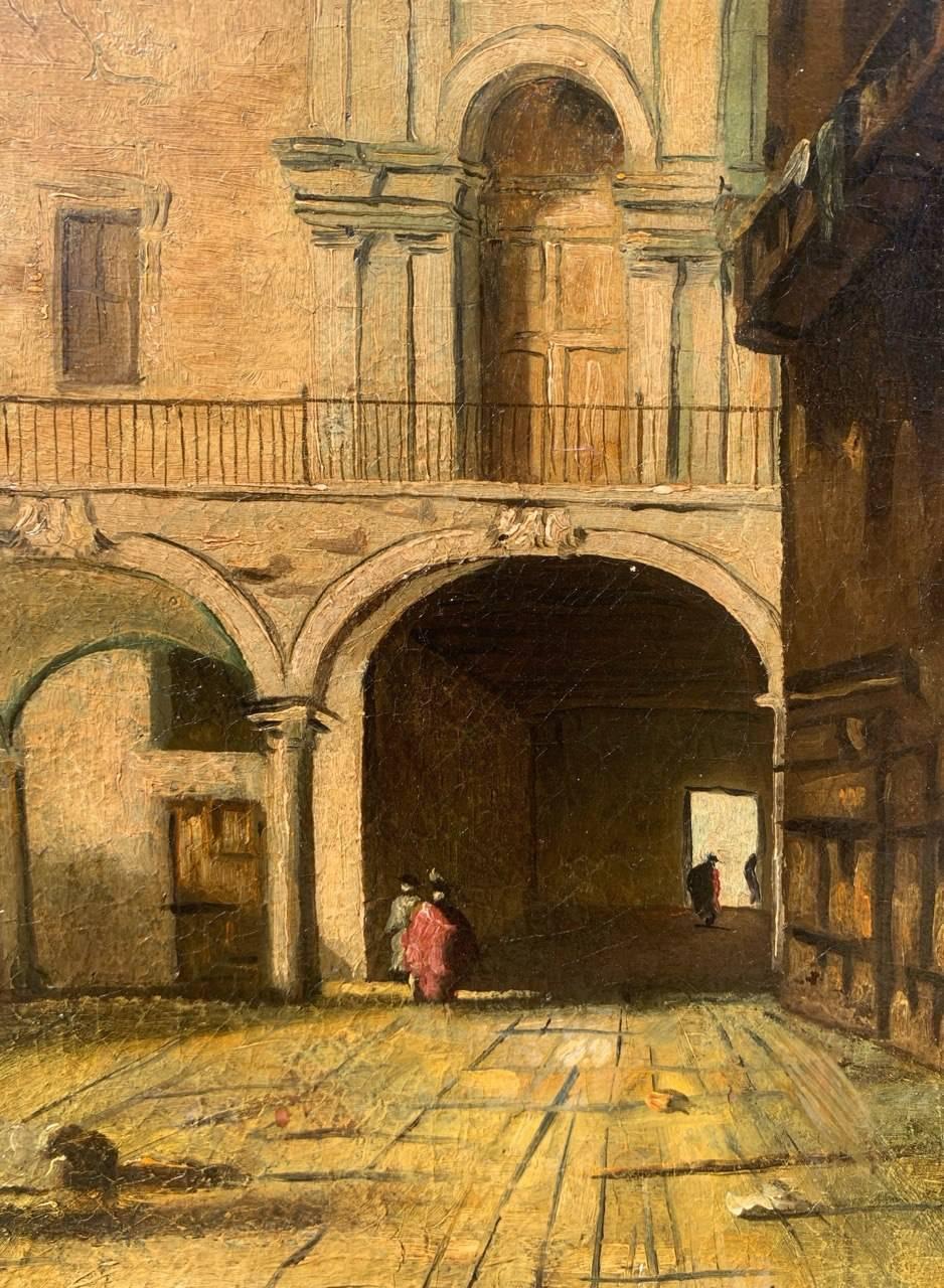 Rococò pittore veneziano - Paesaggio del XIX secolo - Portico a Venezia 7