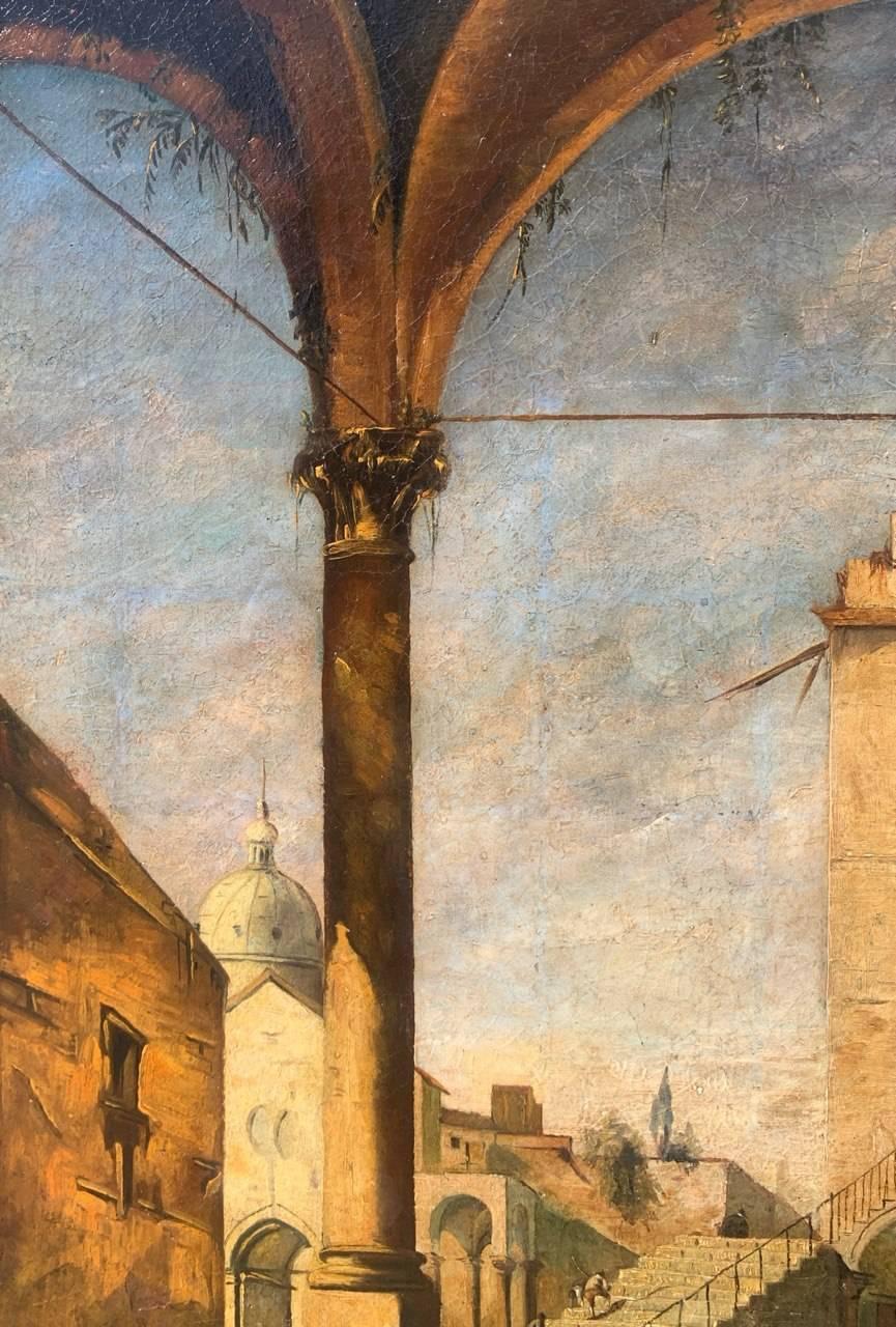 Rococò pittore veneziano - Paesaggio del XIX secolo - Portico a Venezia 10