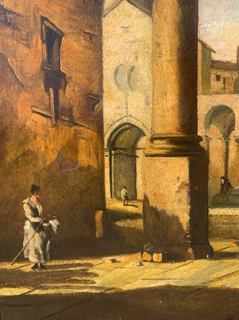 Rococò pittore veneziano - Paesaggio del XIX secolo - Portico a Venezia 3