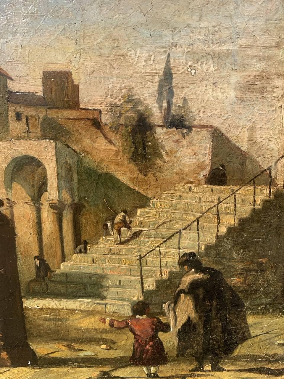 Rococò pittore veneziano - Paesaggio del XIX secolo - Portico a Venezia 4