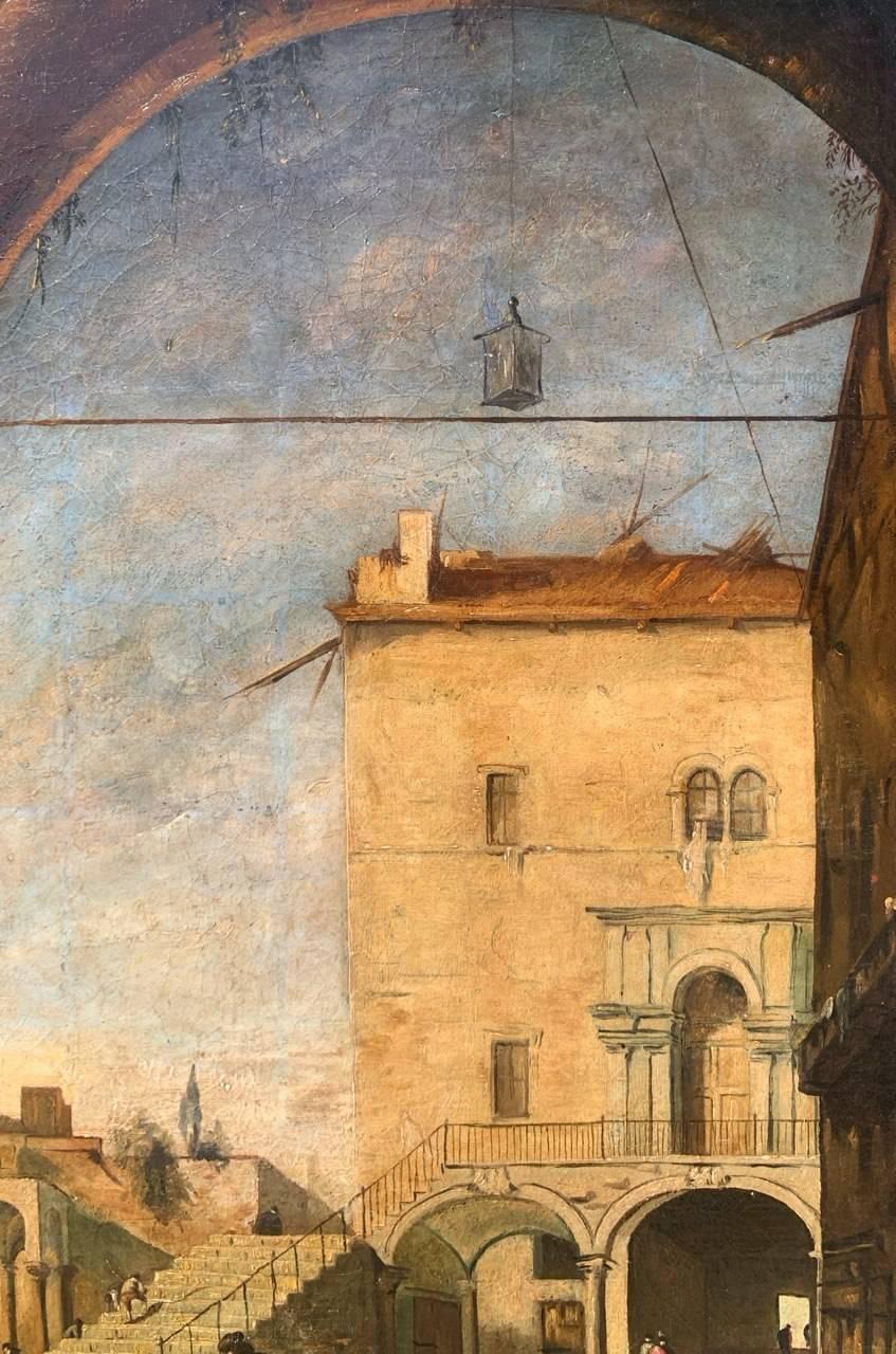 Rococò pittore veneziano - Paesaggio del XIX secolo - Portico a Venezia 5