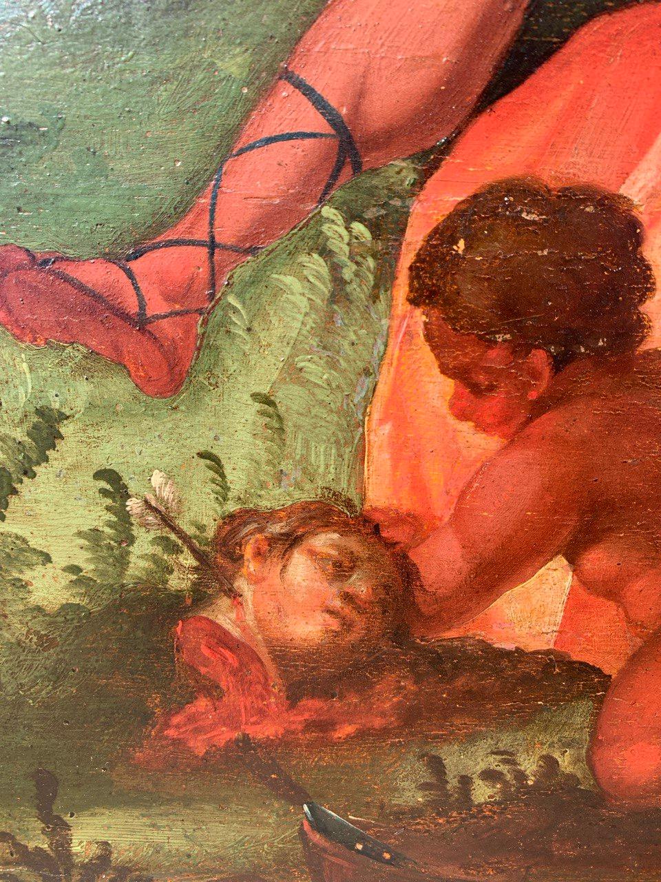 Rococò Venetian painter - Pair of 18th century figure paintings - Allegory For Sale 8