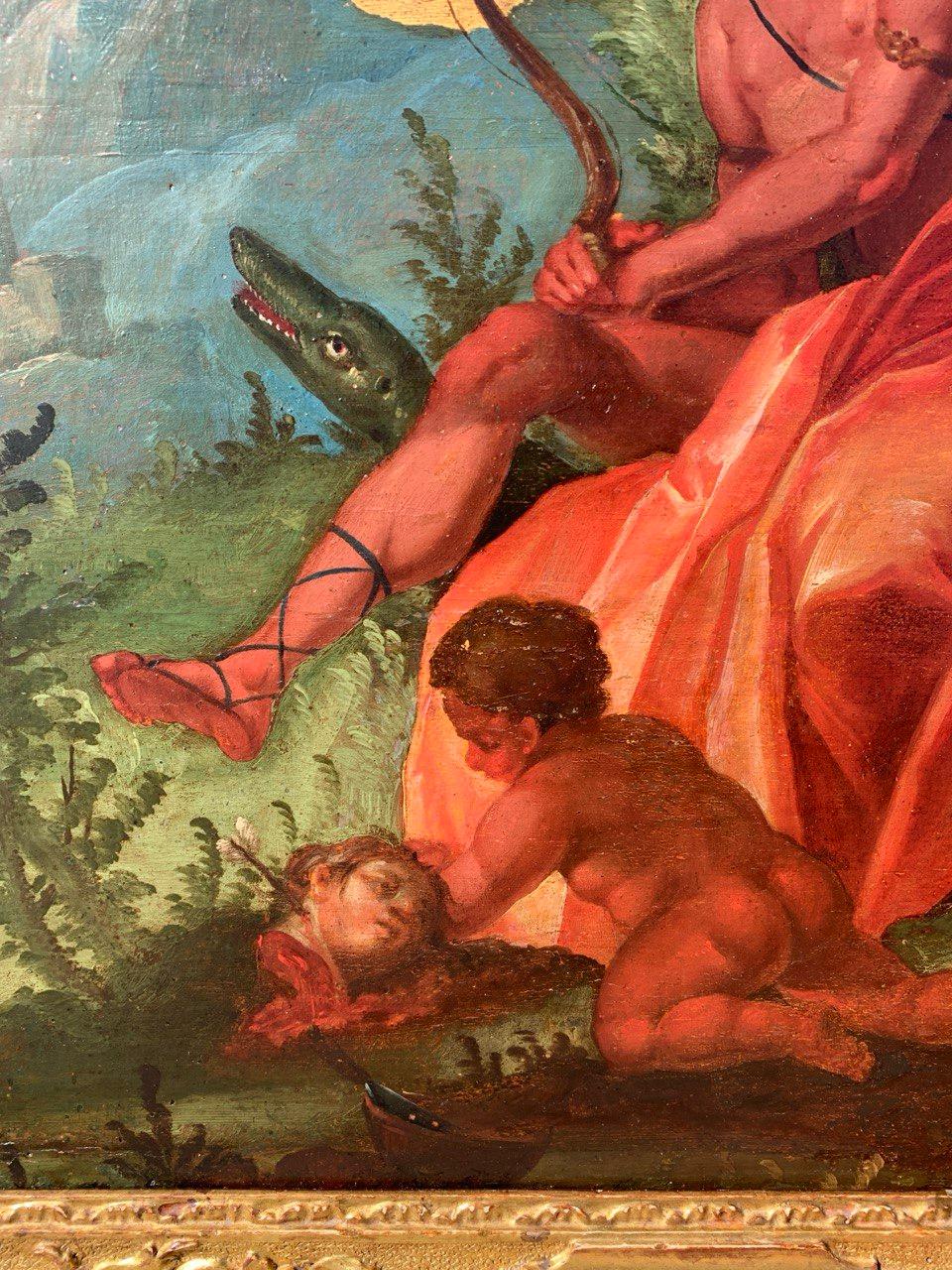 Rococò Venetian painter - Pair of 18th century figure paintings - Allegory For Sale 11