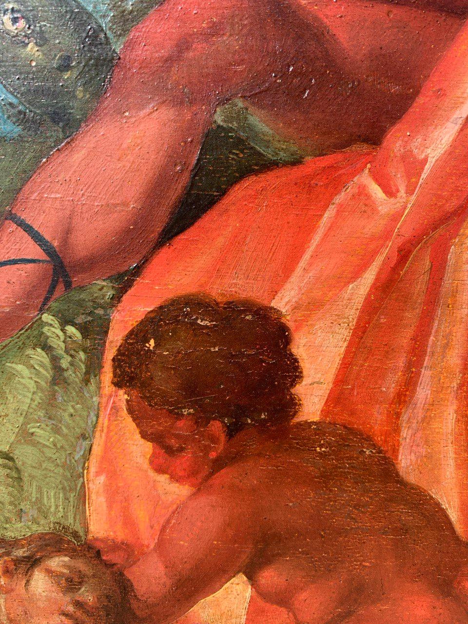 Rococò Venetian painter - Pair of 18th century figure paintings - Allegory For Sale 12