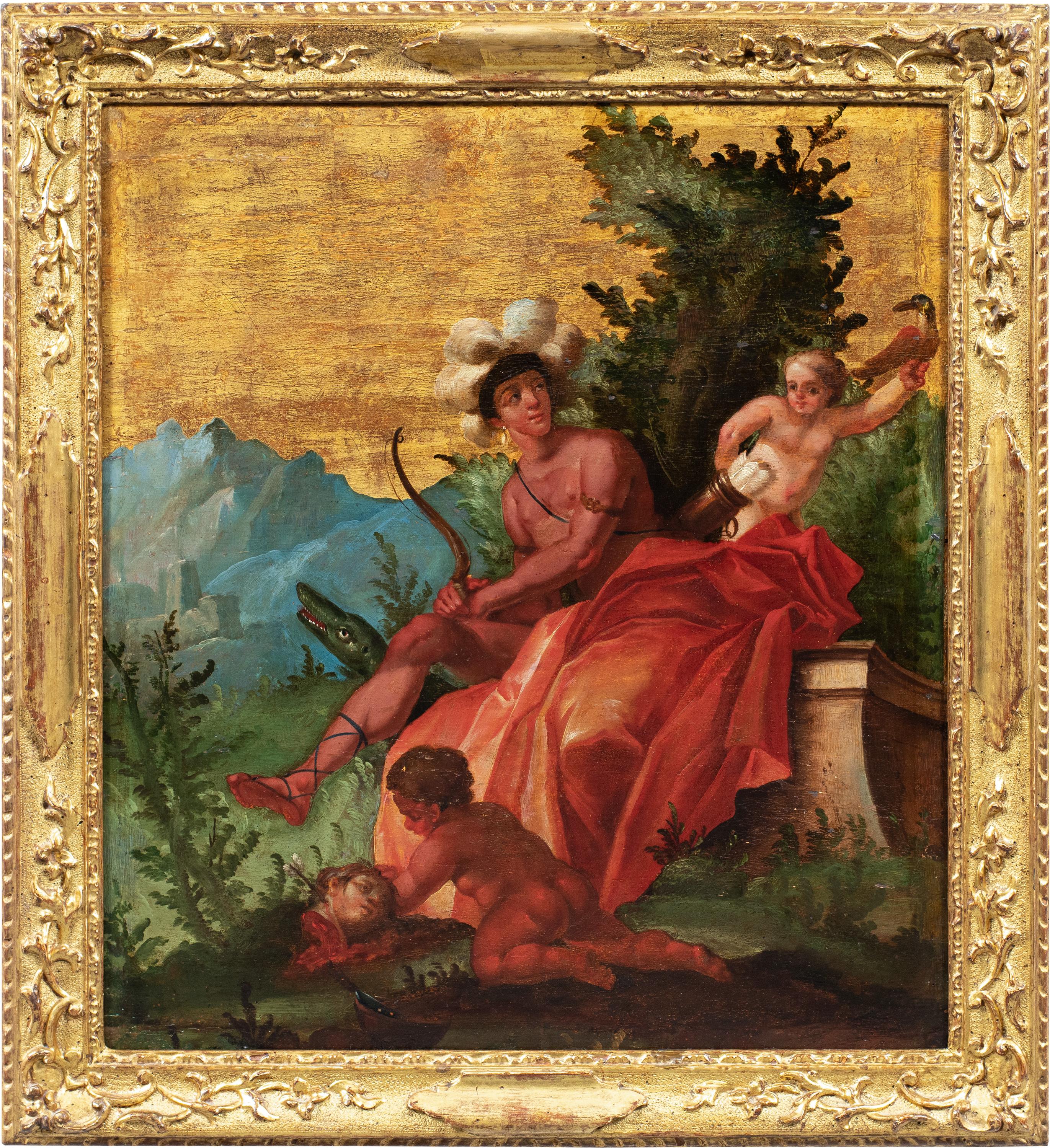 Rococò Venetian painter - Pair of 18th century figure paintings - Allegory - Rococo Painting by Unknown