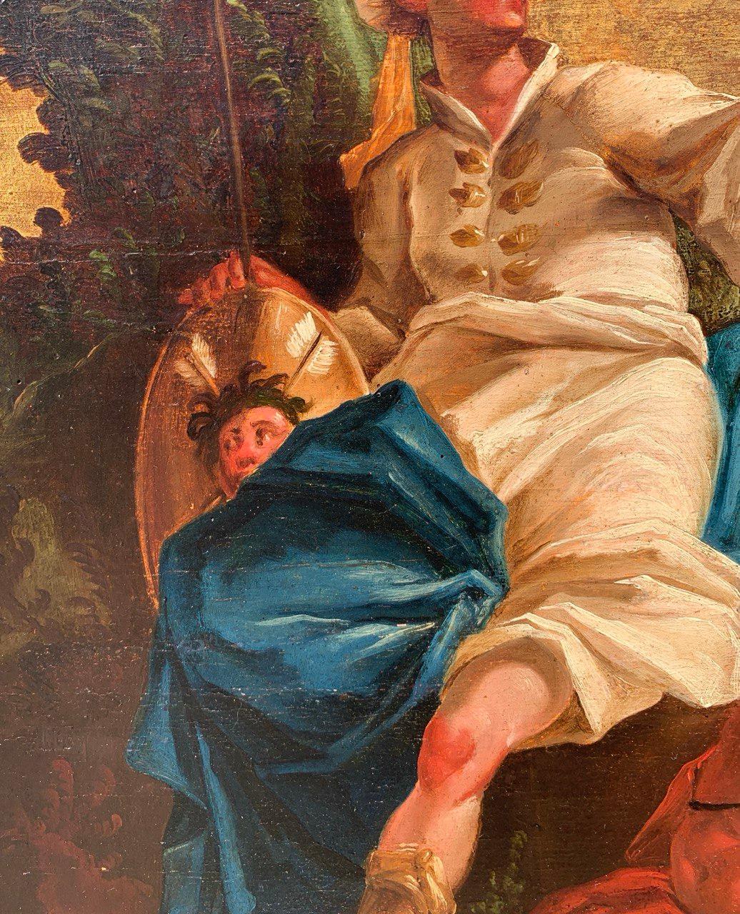 Rococò Venetian painter - Pair of 18th century figure paintings - Allegory For Sale 3