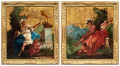 Antique Rococò Venetian painter - Pair of 18th century figure paintings - Allegory