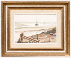 Roger Fisher RSMA (1919-1993) - 1984 Öl, Ebbe, Landermere Wharf