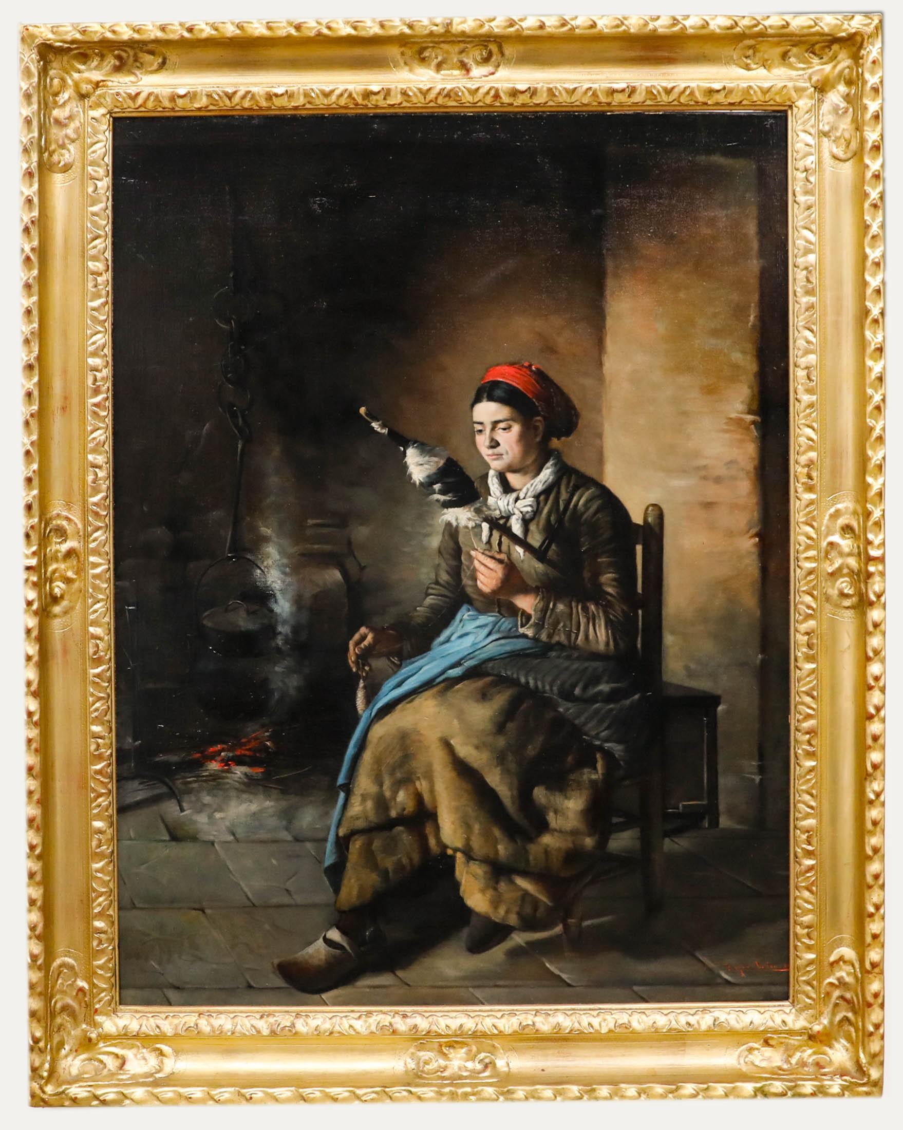 Roger Leon - 1888 Oil, Spinning Wool