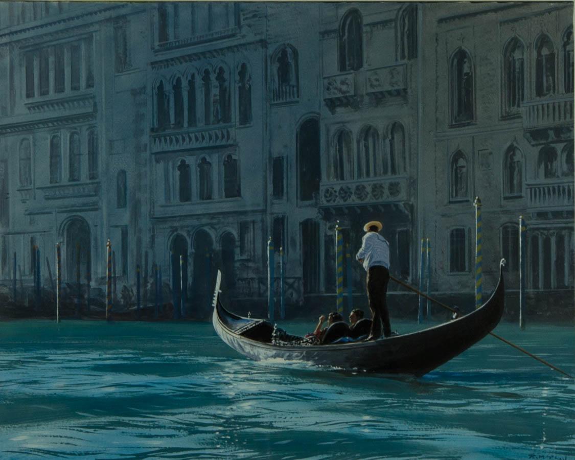 Roger McPhail - Signed & Framed Contemporary Oil, On the Grand Canal, Venice - Painting by Unknown