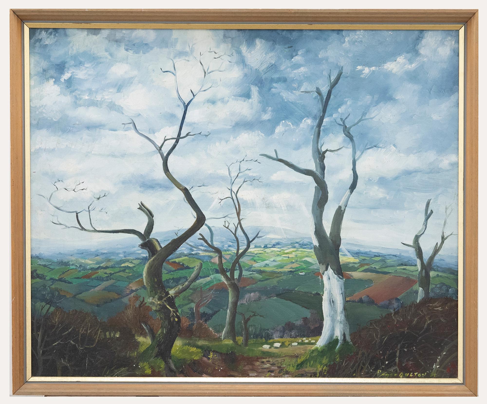 Landscape Painting de Unknown - Roger Oulton  - Manera de John Nash Siglo XX Óleo, Paisaje invernal
