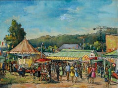 Roland Dufils (1920-1973)  - Mid 20th Century Oil, Day at the Fair