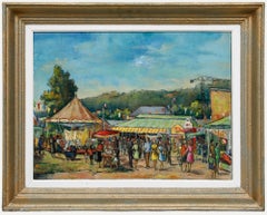 Roland Dufils (1920-1973)  - Mitte 20. Jahrhundert Öl, Tag auf dem Jahrmarkt