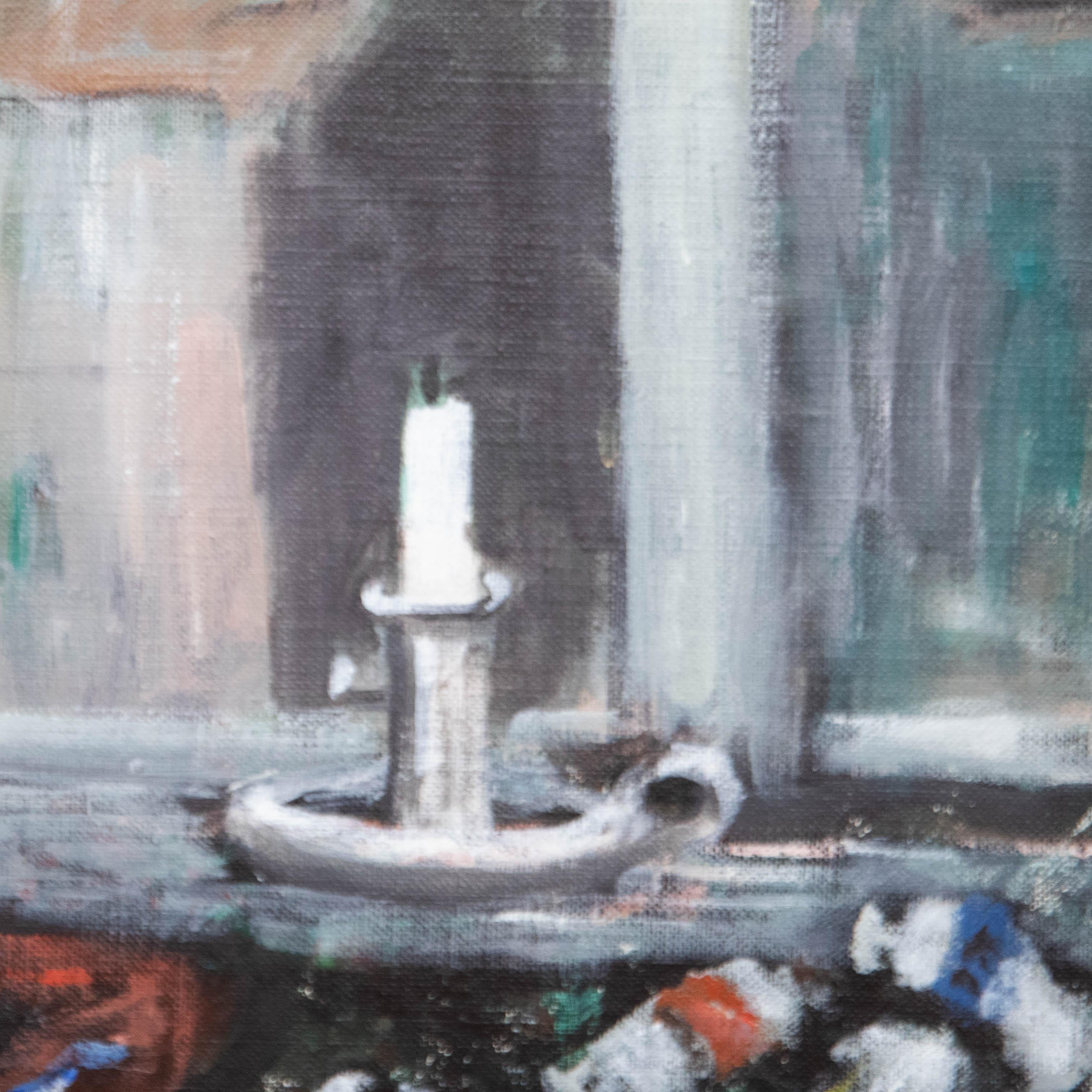 Roland Lindberg - Olio del XX secolo con cornice, Gli strumenti dell'artista 1