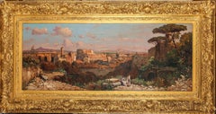 Roman Landscape Depicting the Colosseum and the Via Sacra Oil on Canvas 