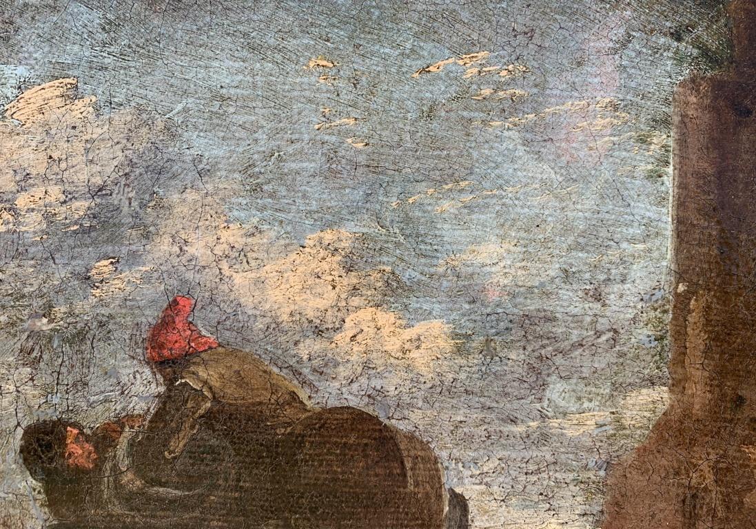 Antique Roman painter - 18th century landscape painting - Wanderers - Italy For Sale 3