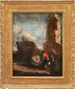 Pintor romano antiguo - Pintura paisajista del siglo XVIII - Vagabundos - Italia